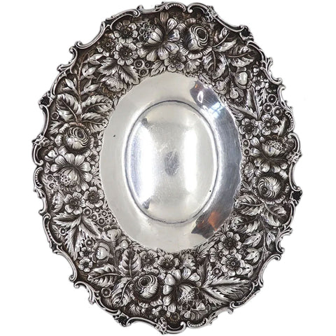American Gorham Sterling Silver Repousse Oval Serving Dish