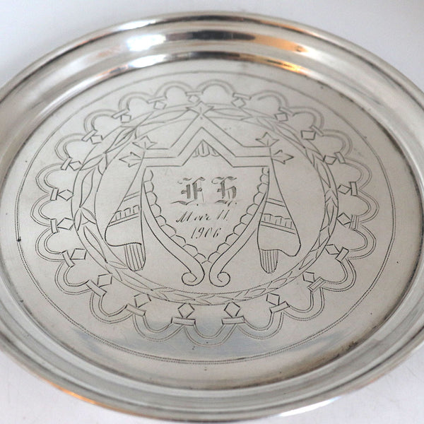 Russian 84 Silver Chased Round Serving Tray