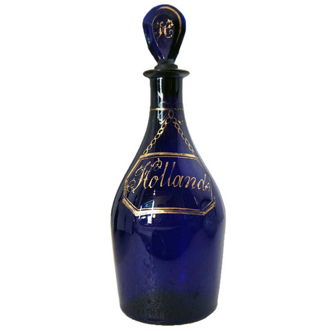 English Isaac Jacobs George III Bristol Blue Glass Hollands Gin Decanter
