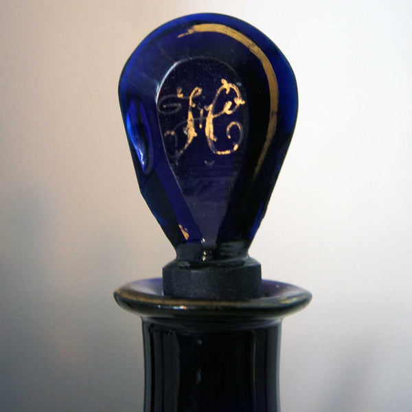 English Isaac Jacobs George III Bristol Blue Glass Hollands Gin Decanter