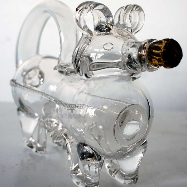 Danish Holmegaard Glassworks Glass Novelty Dog Fyldehund Decanter