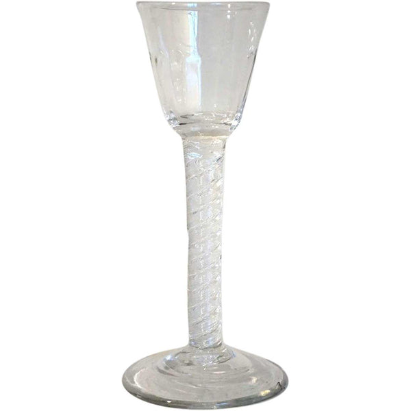 Early Double-Series Air Twist Stem Hand-blown Glass with Molded Bowl