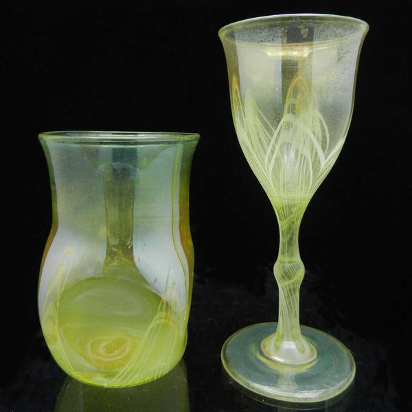 American Tiffany Studios Iridescent Art Glass Cordial and Port Wine Glass