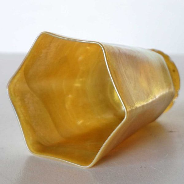 American Tiffany Studios LCT Favrile Glass Iridescent Gold Lamp Shade