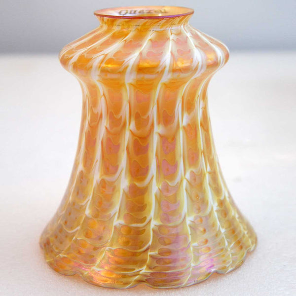 Set of Five American Quezal Art Nouveau Glass Snakeskin Lamp Shades