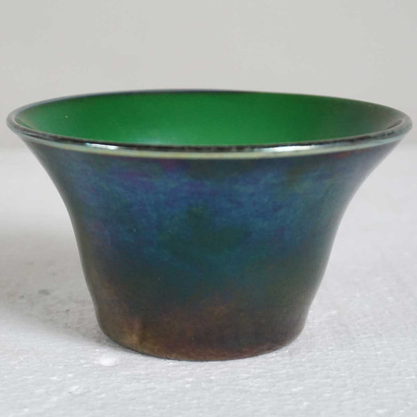 American Tiffany Studios Favrile Glass Iridescent Emerald Green Finger Bowl