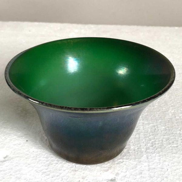 American Tiffany Studios Favrile Glass Iridescent Emerald Green Finger Bowl