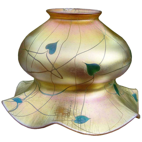 American Steuben Carder Period Gold Aurene Heart and Vine Art Glass Shade