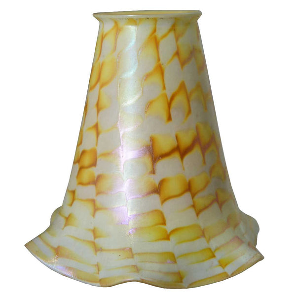 American Fostoria Art Glass Gold Zipper Pattern Lamp Shade