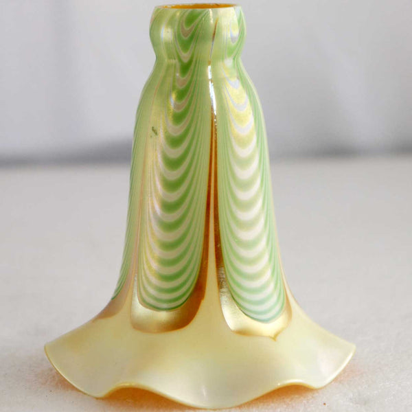 American Steuben Art Nouveau Glass Green Drag Loop Lily Lamp Shade