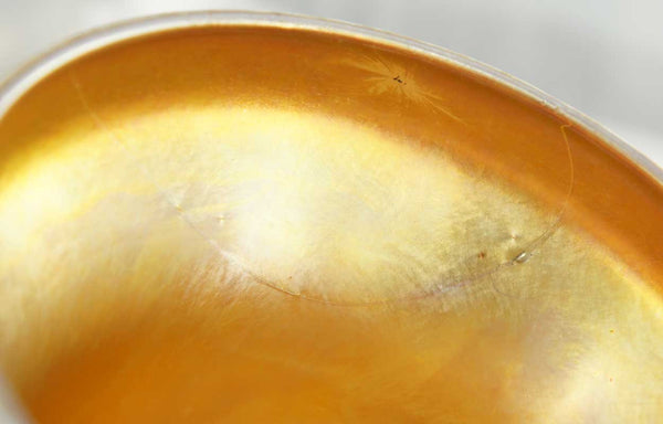 American Fostoria Art Glass Zipper Pattern Iridescent Gold Lamp Shade