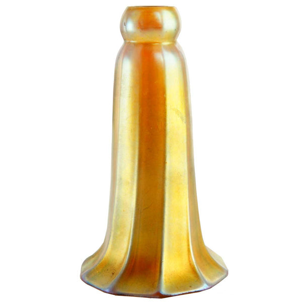 American Steuben Aurene Glass Gold Ribbed Lily Lamp Shade