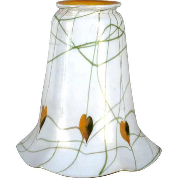 American Fostoria Iris Art Glass Gold Heart and Vine Lamp Shade