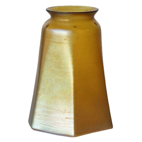 American Tiffany Studios LCT Favrile Glass Iridescent Gold Lamp Shade