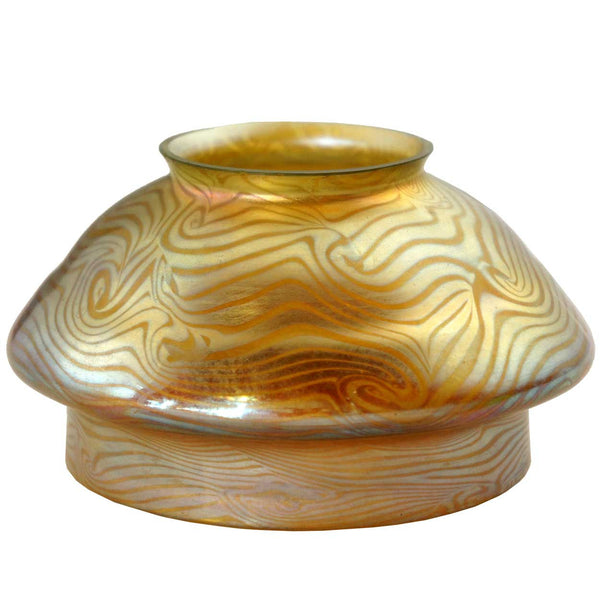 American Tiffany Studios LCT Favrile Glass Iridescent Gold King Tut Lamp Shade