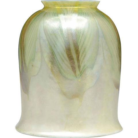 American Tiffany Studios Favrile Glass Iridescent Pulled Feather Lamp Shade