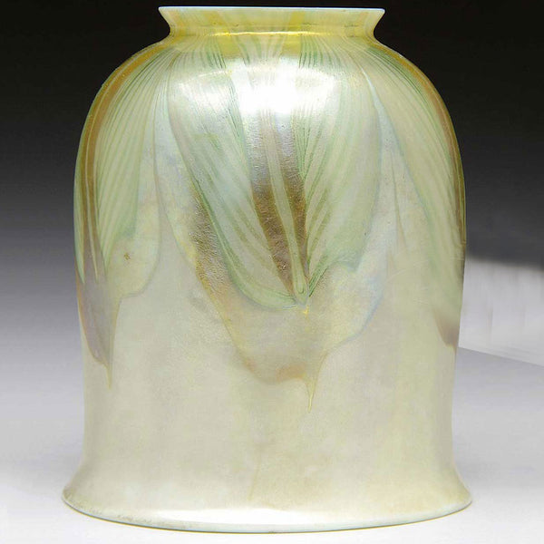 American Tiffany Studios Favrile Glass Iridescent Pulled Feather Lamp Shade