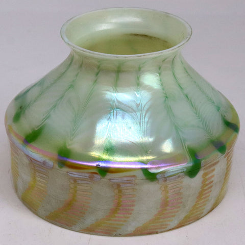 Rare American Tiffany Studios LCT Favrile Green and Gold Glass Candle Lamp Shade