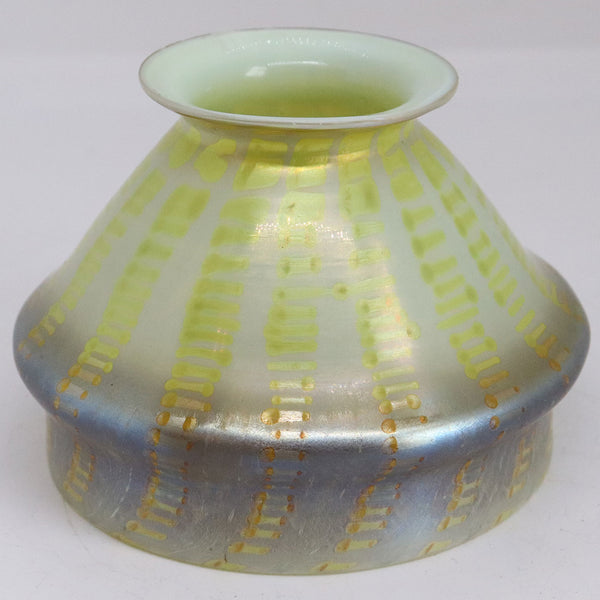 Rare American Tiffany Studios Favrile Glass Yellow Zipper Pattern Candle Lamp Shade