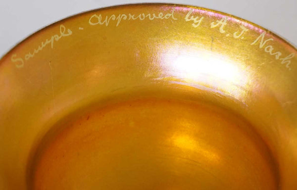 Rare American Tiffany Studios A.J. Nash Approved Sample Gold Iridescent Glass Bowl