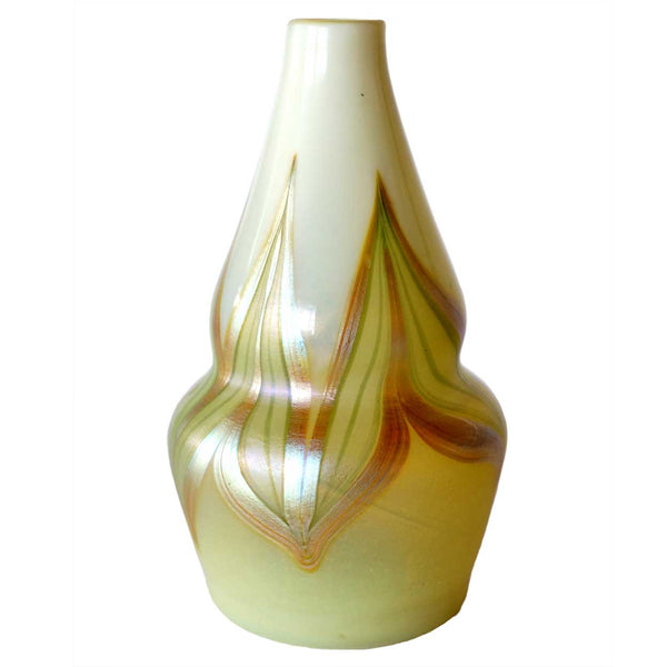 American Tiffany Studios Art Nouveau Favrile Glass Gourd Bud Vase