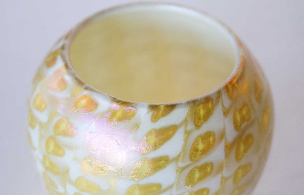Rare American Quezal Glass Gold Zipper Pattern Candle Shade