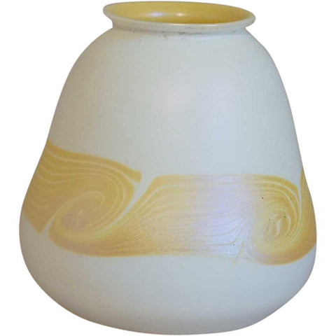 American Quezal Glass Gold Banded White Lamp Shade