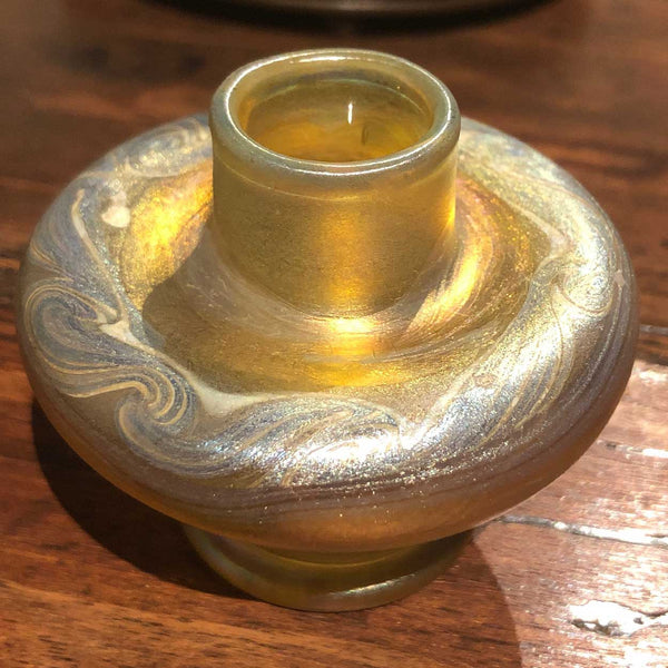 American Tiffany Studios Gold Iridescent Favrile Glass Cabinet Vase