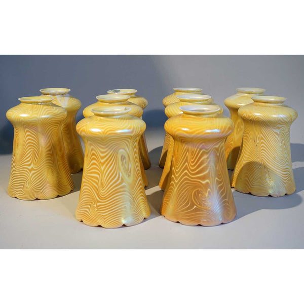 Set of 10 American Steuben Art Glass King Tut Lamp Shades