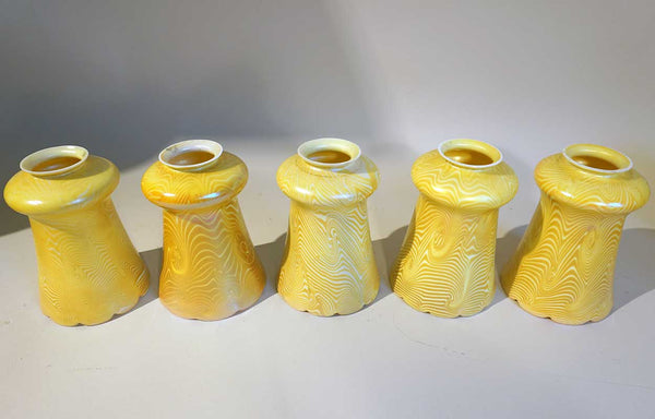 Set of 10 American Steuben Art Glass King Tut Lamp Shades