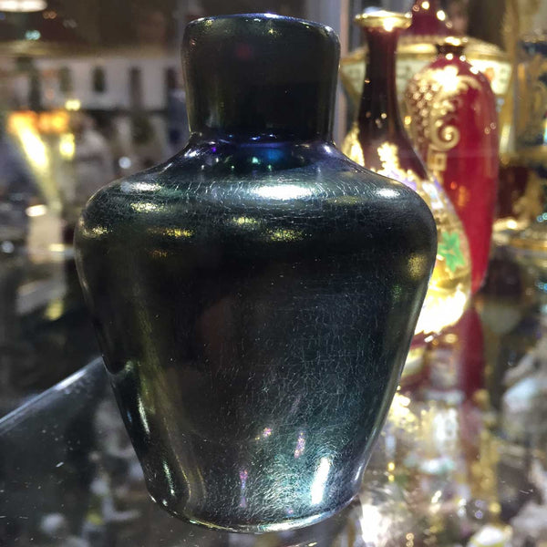 English Thomas Webb Iridescent Bronze Glass Cabinet Vase
