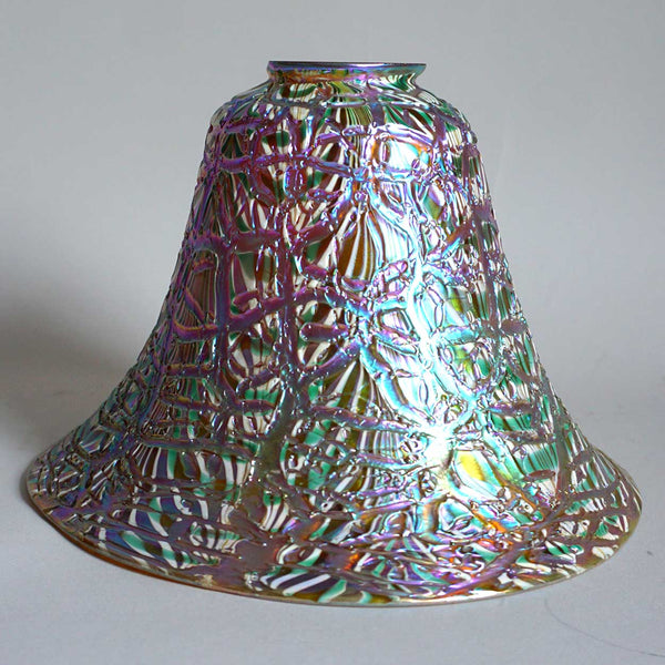 Large American Durand Moorish Crackle Iridescent Glass Lamp Shade
