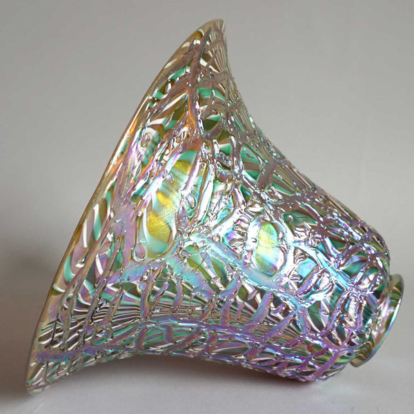 Large American Durand Moorish Crackle Iridescent Glass Lamp Shade