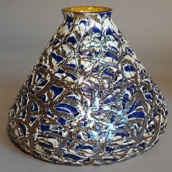 Large American Durand Art Glass Moorish Crackle Floor Lamp Shade