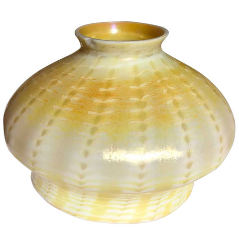 American Steuben Glass Gold Aurene Zipper Pattern Lamp Shade