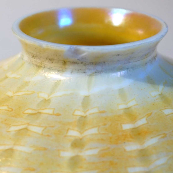 American Steuben Glass Gold Aurene Zipper Pattern Lamp Shade