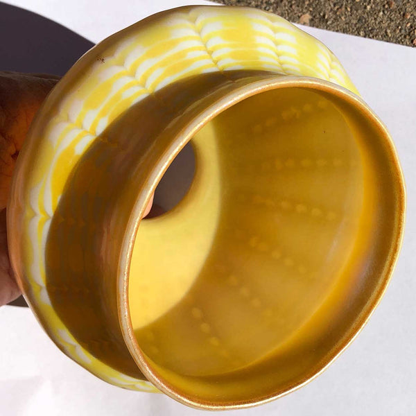 American Steuben Glass Gold Aurene Zipper Pattern Lamp Shade