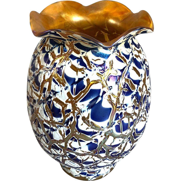 American Durand Art Glass Moorish Crackle Torchiere Lamp Shade