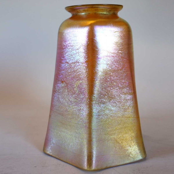 American Tiffany Studios Gold Favrile Glass Hexagonal Lamp Shade
