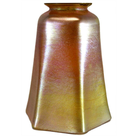 American Tiffany Studios LCT Gold Favrile Glass Hexagonal Lamp Shade