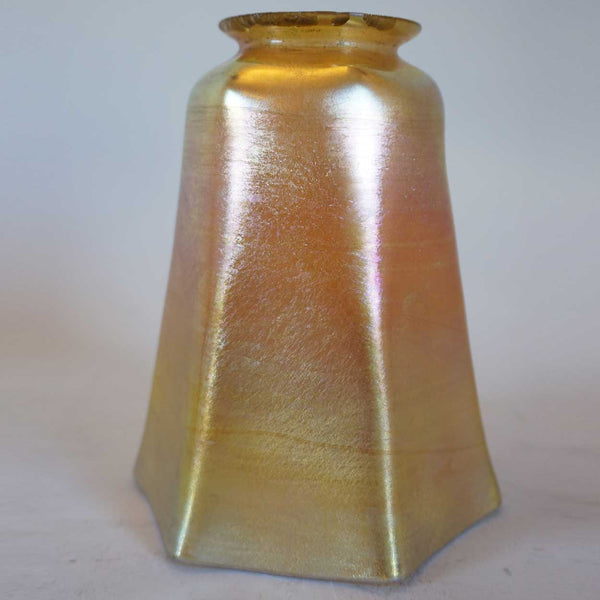 American Tiffany Studios Gold Favrile Glass Hexagonal Lamp Shade