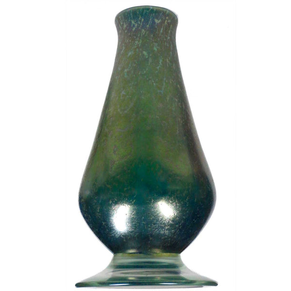 American Nash Iridescent Teal Chintz Decorated Glass Vase