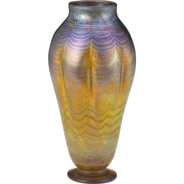 Rare American Tiffany Studios Favrile Glass Peacock Iridescent Vase