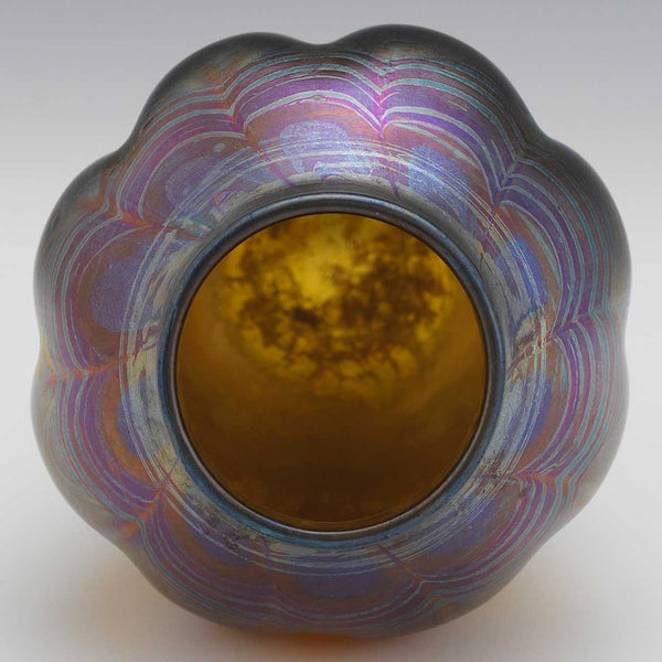 Rare American Tiffany Studios Favrile Glass Peacock Iridescent Vase