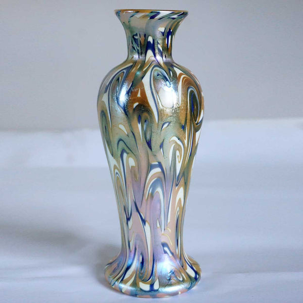 Fine American Durand Glass King Tut Three-Color Baluster Vase