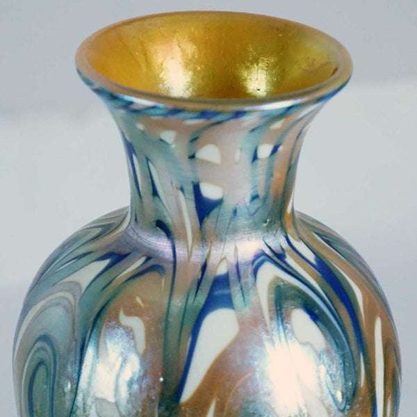 Fine American Durand Glass King Tut Three-Color Baluster Vase