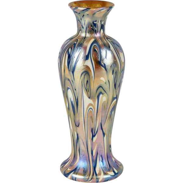 Fine American Durand Glass King Tut Three-Color Baluster Vase