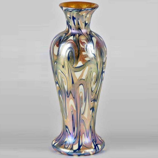 Fine American Durand Glass King Tut Three-Color Baluster Vase