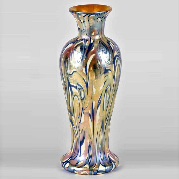 Fine American Durand Glass King Tut Three-Color Baluster Vase