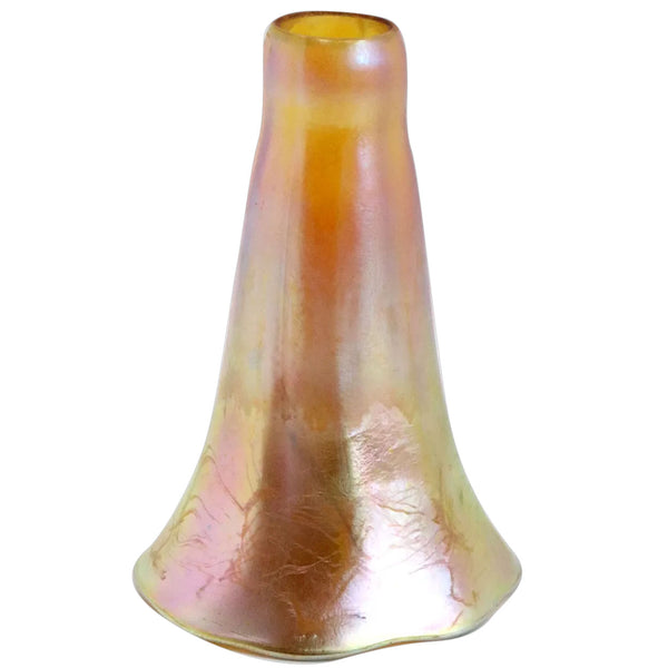 American Tiffany Studios Favrile Glass Iridescent Gold Lily Lamp Shade